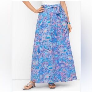 Talbots Blue and Pink Maxi Skirt size 6 fully lined